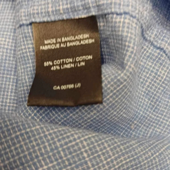 Daniel  Hechter Linen Blend Blue Short Sleeve Dress Shirt Size 2X - Picture 9 of 10